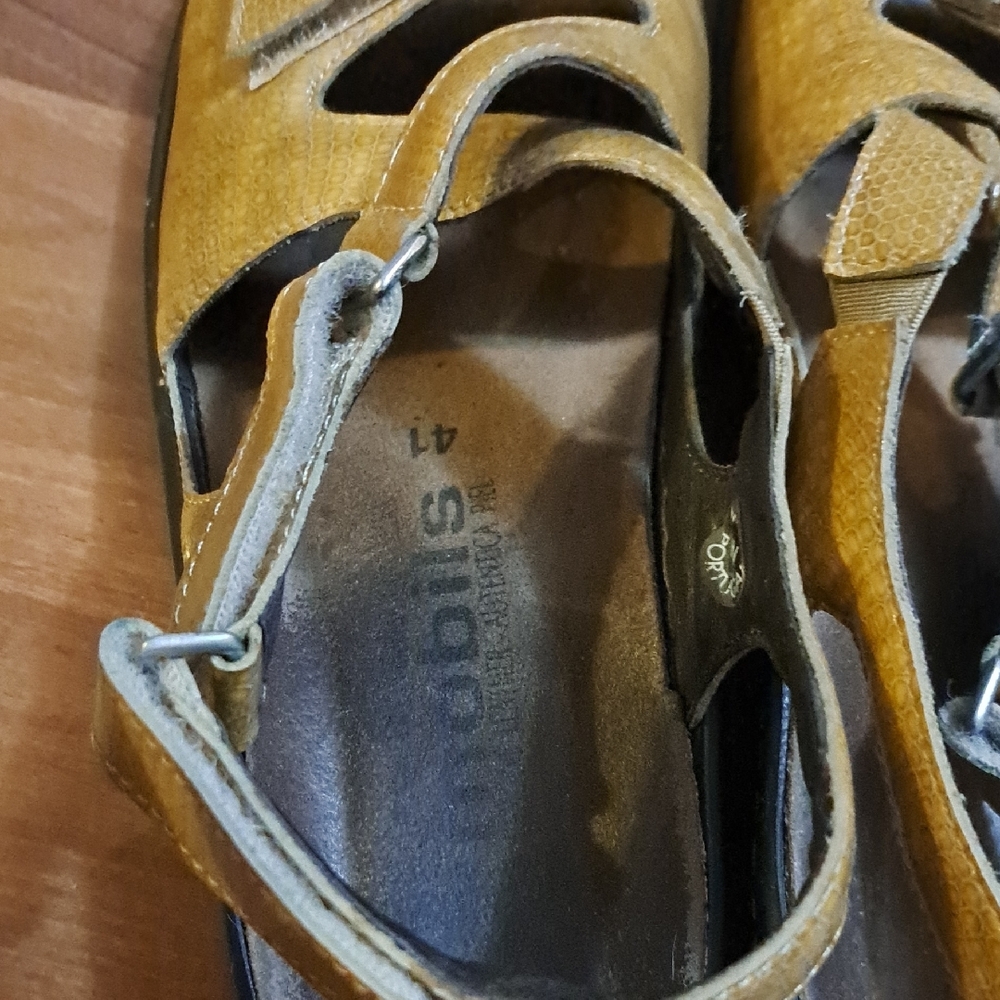 Mephisto Women's Mustard Yellow Leather Slingback Sandals - Picture 4 of 7